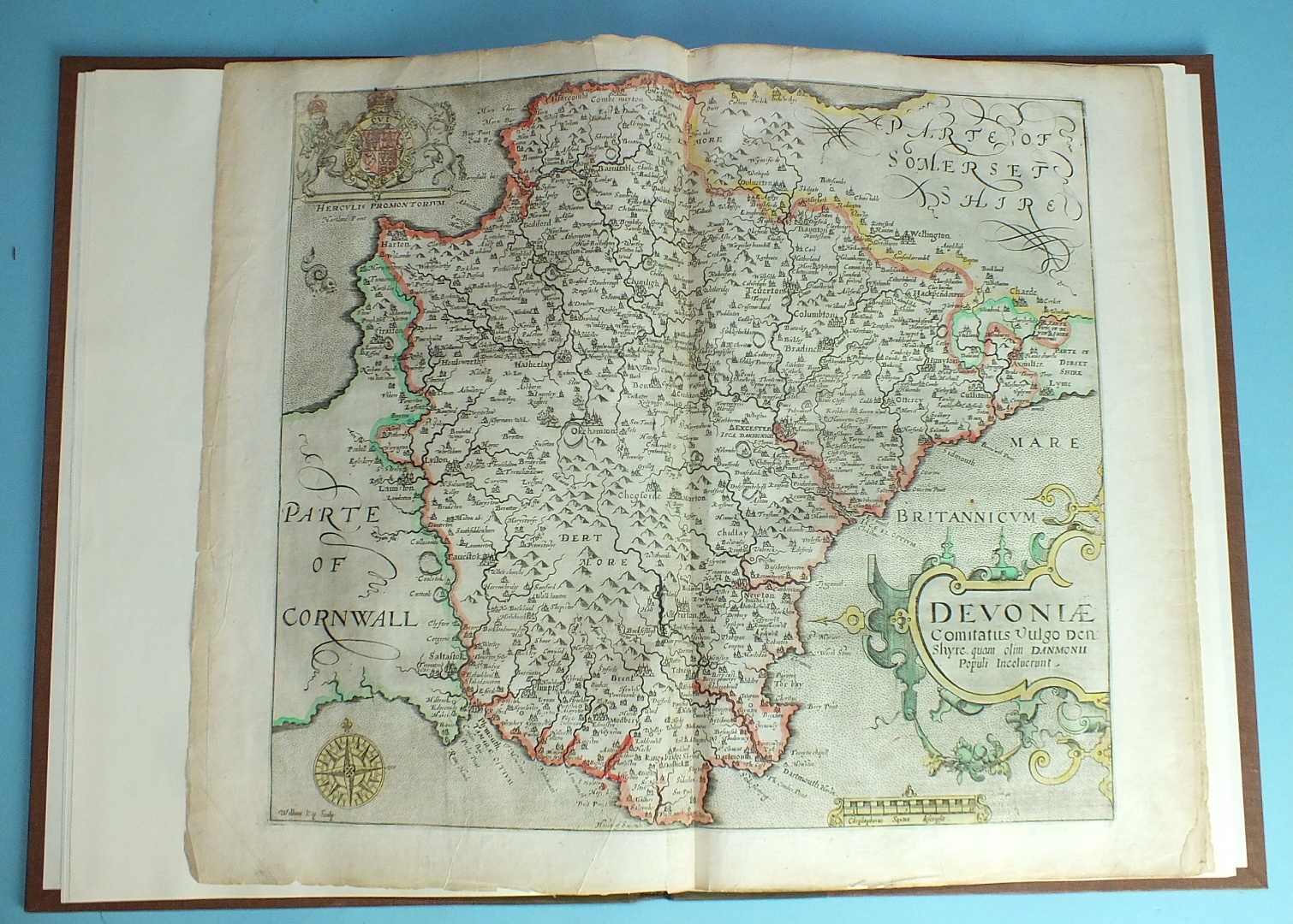 Camden's Britannia - an extract, pp199-208 'Denshire' with dp hd col map by William Kip, rebound - Image 2 of 4