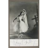 An album of photographs and prints of ballet dancers, including one signed by Margot Fonteyn and two