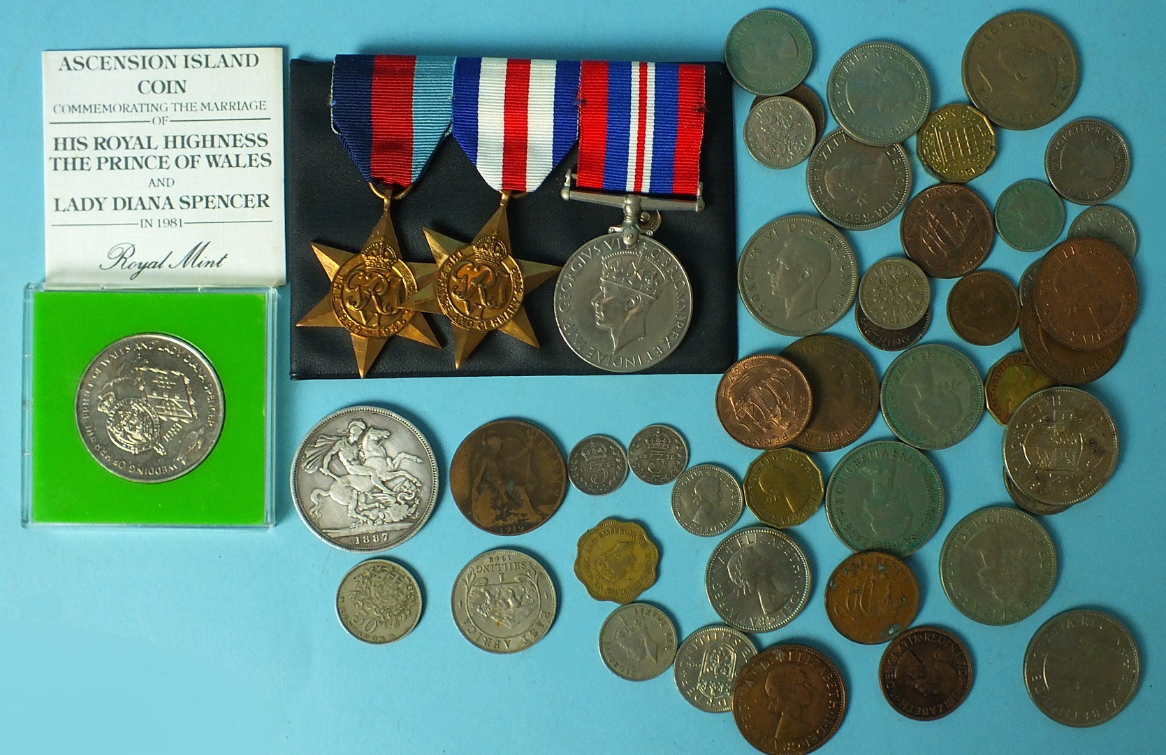 A WWII group of three medals: 1939-45 Star, France and Germany Star and 1939-45 War Medal, with a