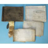 A George I recovery document, vellum, another, similar and a Queen Anne vellum recovery document,