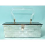 A 1950's "Dorset Rex 5th Avenue" handbag with grey marbled Lucite lid, clear Lucite handle and metal