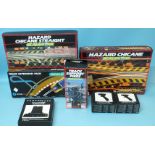 Scalextric: two hazard chicane sets, track extension pack, track support piers, two hand throttles