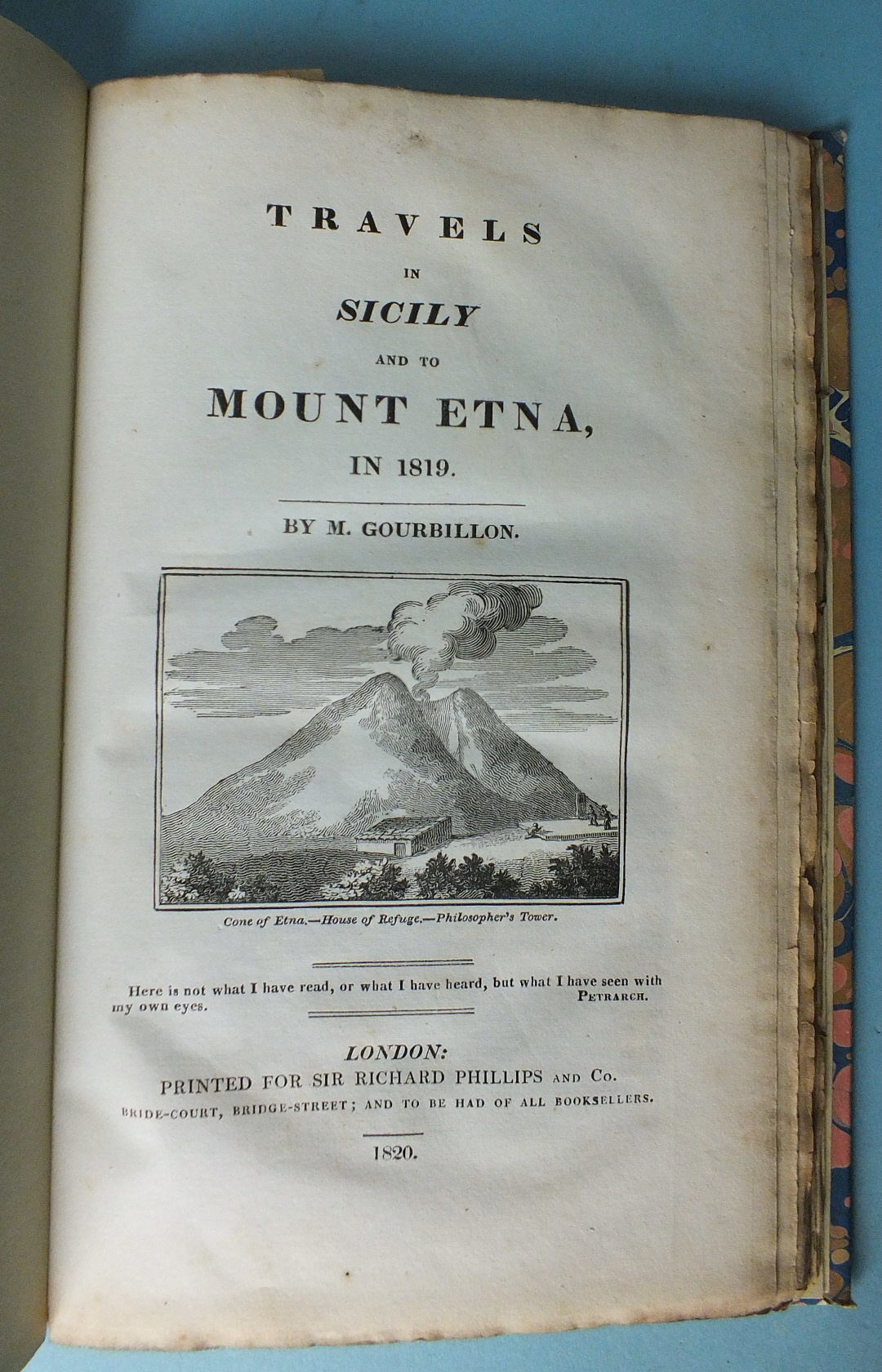 Gourbillon (M), Travels in Sicily and to Mount Etna in 1819, engr vig tp, 2 plts, 1 map, rebound - Image 2 of 3