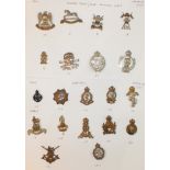 A collection of 89 brass and bi-metal cap badges: Cavalry, Infantry, etc, British Army 1949.