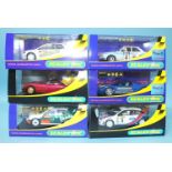 Six modern Scalextric cars by Hornby Hobbies Ltd, all in plastic boxes, (6).