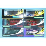 Six modern Scalextric Grand Prix cars, all boxed.