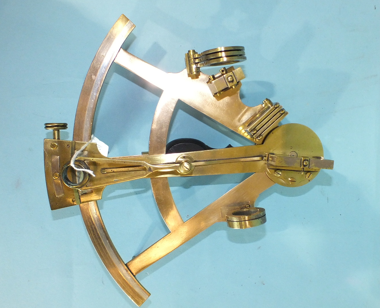 B R Hennessy, Swansea, a polished bronze and brass sextant with seven shades and two telescopes,
