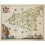 Jansson, Joannes, Sicilia Regnum, Amsterdam, 1647, original colour, centre fold, heraldic device