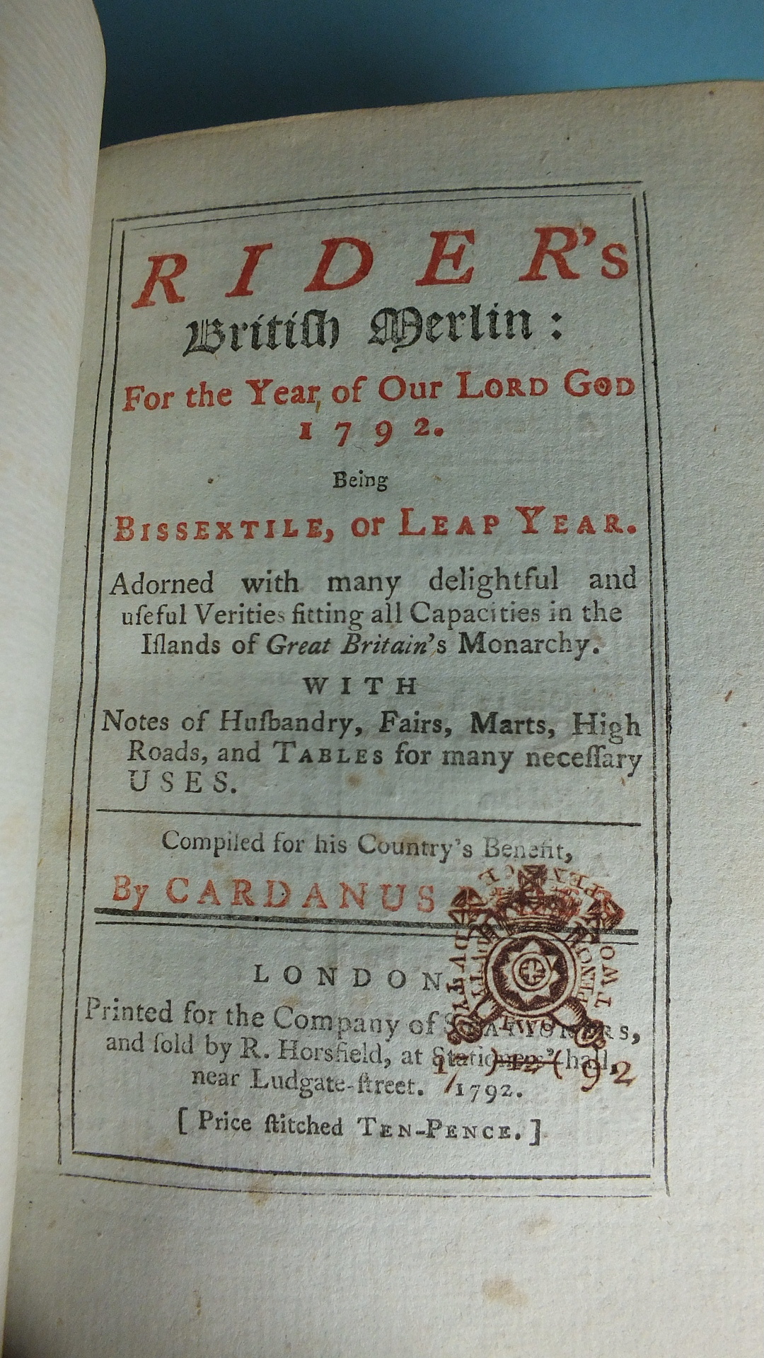 The Court and City Register and Rider's British Merlin for the Year of our Lord God 1792, ge, gt dec - Image 4 of 4