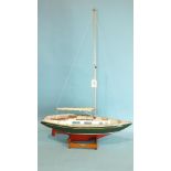 A solid wood model of an Ohlson 38 sailing yacht "Apotek" RWYC Plymouth, with teak deck details,