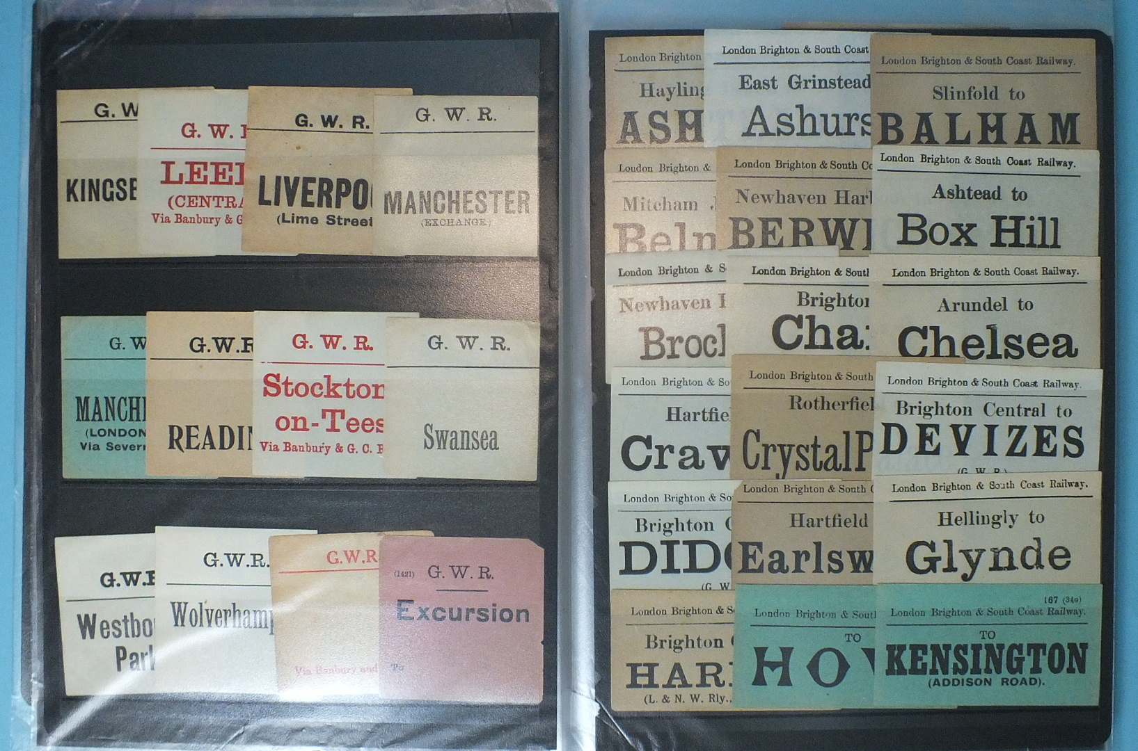 A collection of approximately 320 railway luggage labels from BR, Caledonian, Cambrian, Great