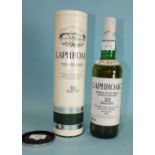 A bottle of Laphroaig 10-year old Single Islay Malt Whisky with pre-Royal Warrant label, in original