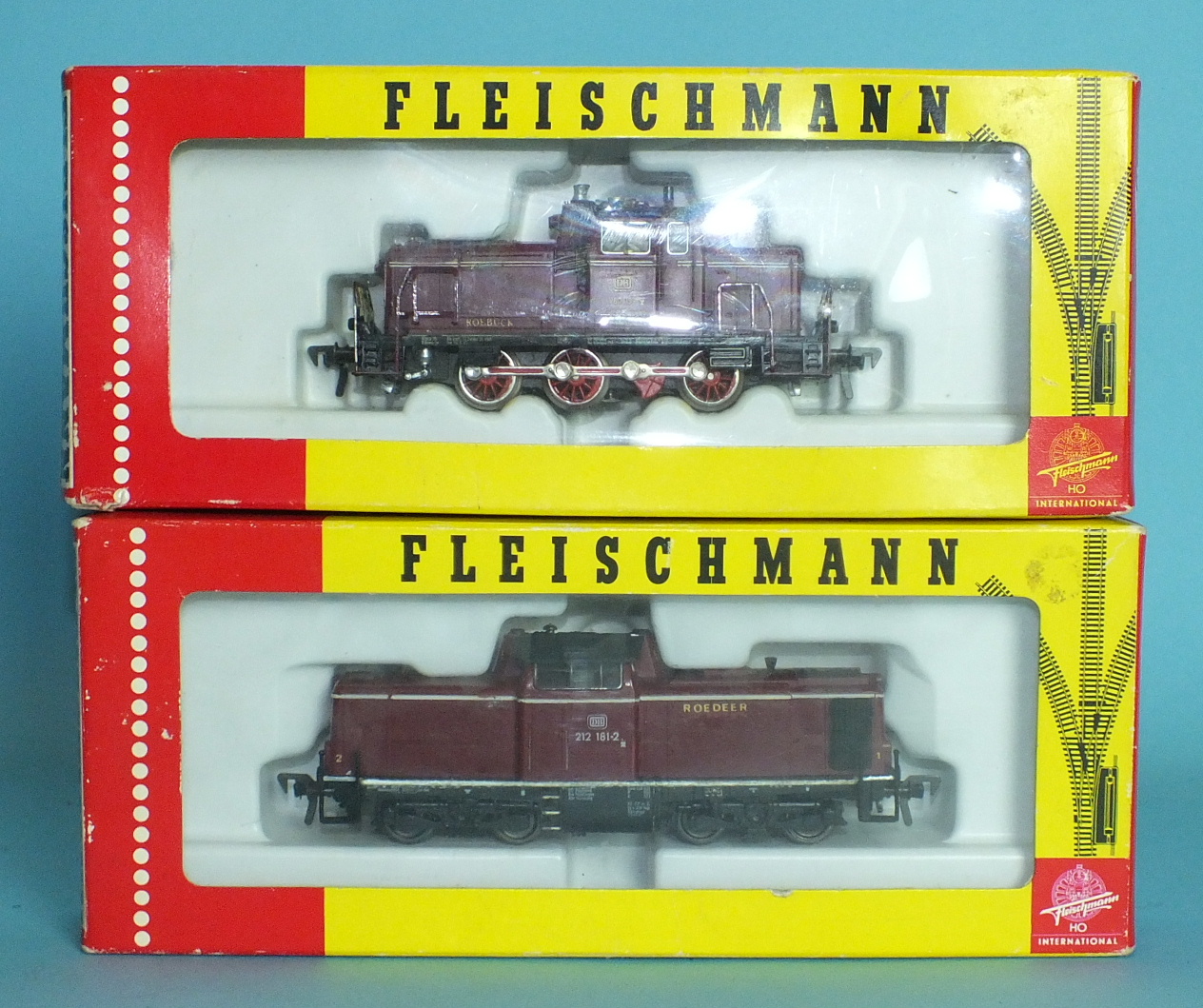 Fleischmann: two boxed locomotives, models 1379 and 4230.