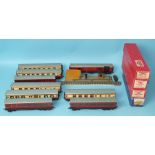 Hornby Dublo, Royal Mail coach and lineside pickup and twelve coaches, four of the boxed.