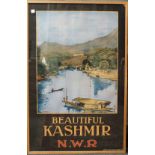 North Western Railway, India, poster by P Davis, "Beautiful Kashmir", chromolithographic poster