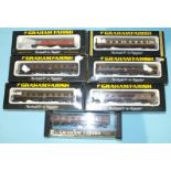 Graham Farish N gauge, seven various coaches, all boxed.