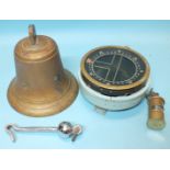 War Dept Issue WWII Marine Compass, Type P10, no.22449TM, with a Mk 2 cockpit lamp and bronze