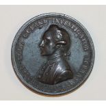 A bronzed copper 1784 James Cook Memorial Medal by Lewis Pingo for the Royal Society, showing a bust
