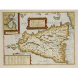 Ortelius, Abraham, Sicilae Veteris Typus, 1696, early colour, centre fold, inset map of Syracuse