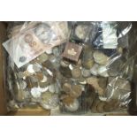 A large collection of British and foreign coinage, including eleven £5 coins and thirty-three £2