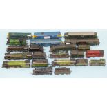 A quantity of unboxed Hornby Triang and other locomotives and tenders and diesel locomotives, (15).