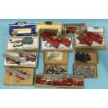 Seven kit built 4mm scale models of fire engines, six models of trailer pumps, a quantity of painted