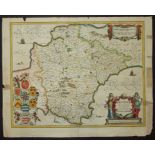 Jansson, Joannes, The Description of Devon-Shire, Amsterdam, no date, early colour in outline and