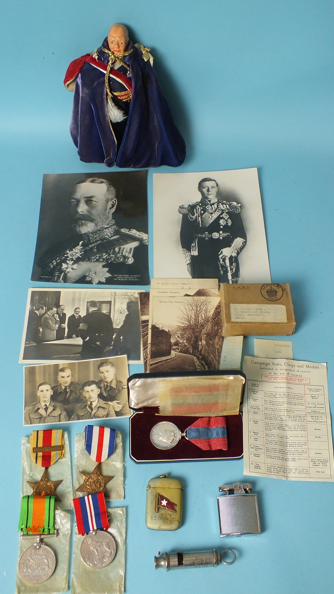 A WWII group of four medals awarded to Eric Biddle RAF: Africa Star with North Africa 1942-43 clasp, - Image 2 of 2