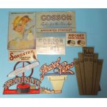 Three cardboard advertising signs: "Parker Premier", "Iridinoid" (af) and "Jewel Pens" (af), and