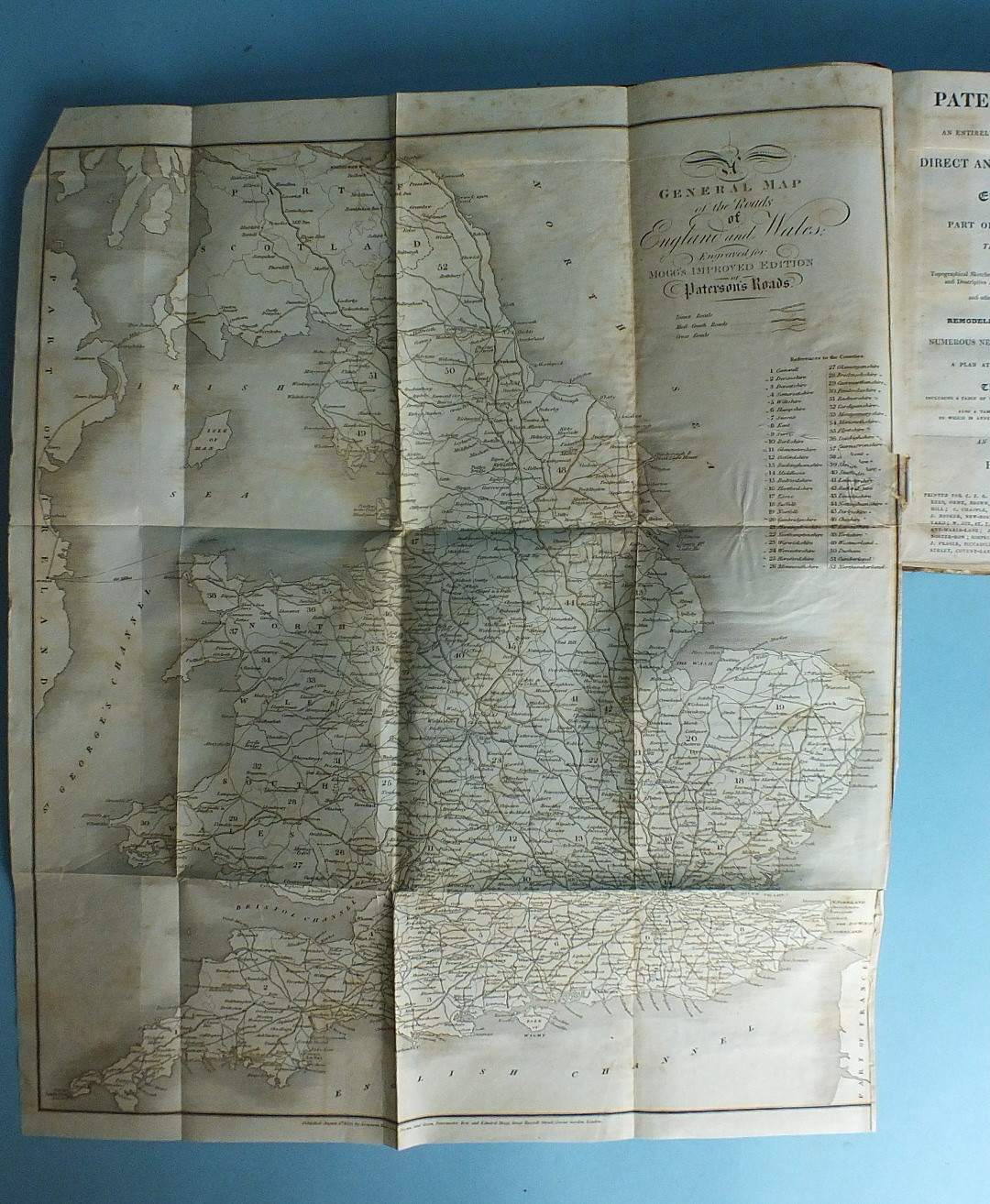 Mogg (Edward), Paterson's Roads, 18th edn, fldg engr Map of England and Wales, frontis, 12 maps on 9 - Image 4 of 5