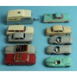 Dinky, 1950's issues, 238 Jaguar type D, 110 Aston-Martin DB3S, another without "110" on base and