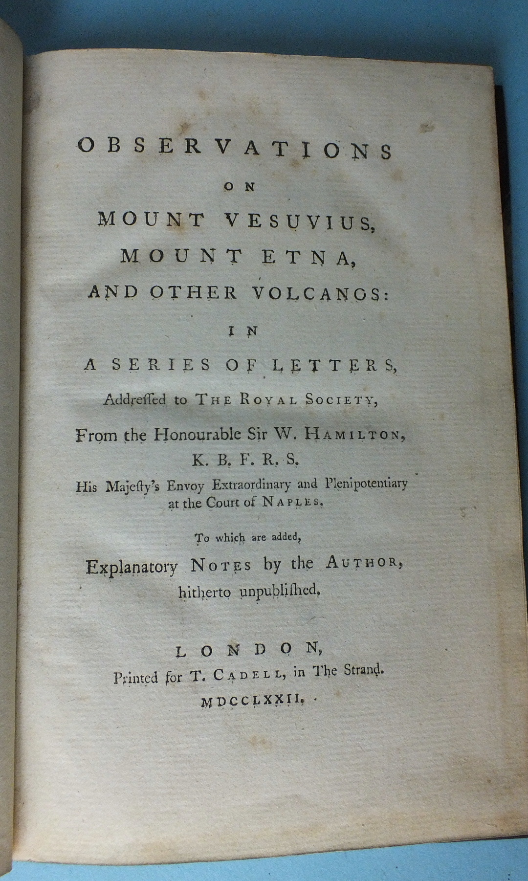 Hamilton (Sir William), Observations on Mount Vesuvius, Mount Etna and other Volcanos in a Series of - Image 2 of 4