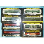 Graham Farish N gauge, eight various coaches, all boxed.