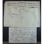 William Kipp, a 17th century map of Cornwall, hand-coloured, 31 x 40cm and other coloured and