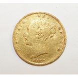 An 1862 Victoria Young Head half-sovereign.