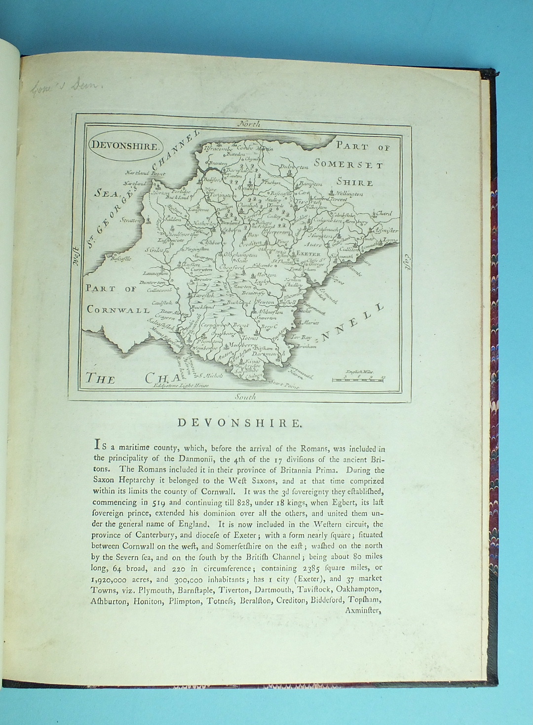 Camden's Britannia - an extract, pp199-208 'Denshire' with dp hd col map by William Kip, rebound - Image 4 of 4