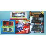 Scalextric, Star Wars, two 74-Z Speeder Bikes, two 2-car packs, a Batmobile and one other car, all