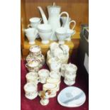 A Rosenthal 1950's/60's part tea service of waisted form decorated grey on white grid pattern,