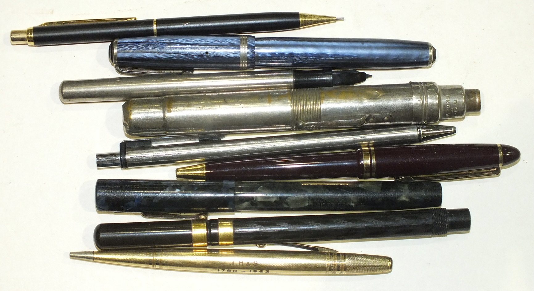 A small collection of fountain pens, a tartanware napkin ring, (Maclean), a small bronze compass, - Image 3 of 3