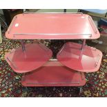 A late-1950's/early-1960's melamine finish and chrome serving trolley, the two rectangular tiers and