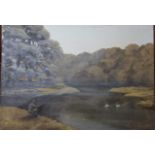 •TAVY Signed unframed oil on board, 45.5 x 60cm, titled verso, LOCH LEVEN 1973, signed unframed