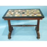 A William IV rosewood centre table, the rectangular Italian marble top inset with specimen marbles