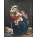 19th century Continental School MOTHER AND CHILDREN Unsigned oil on canvas, 39 x 30cm, (relined).