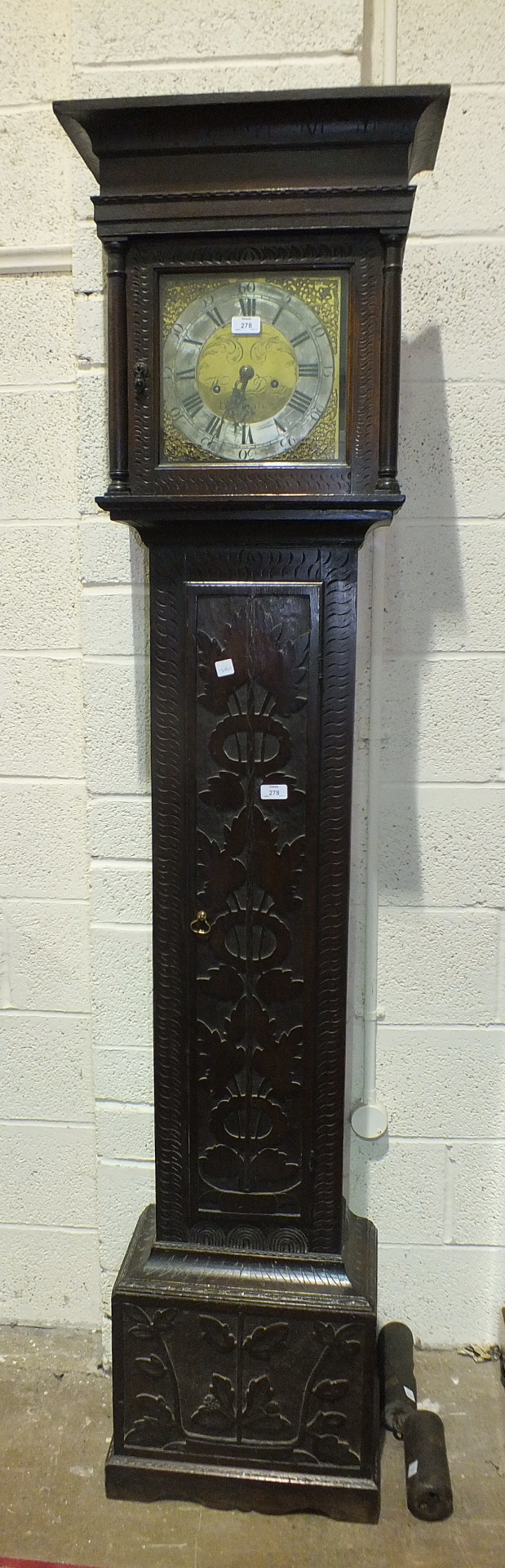 William Drury, Banbury, an antique oak long case clock, the 10'' brass dial with silvered chapter - Image 2 of 3