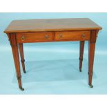 An early-20th century walnut side table, the rectangular top above two frieze drawers, on square