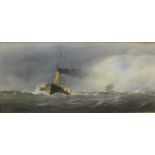 Henry Eustace Tozer 1870-1940 THE STEAM TUG LYONS IN CHOPPY SEA WITH OTHER VESSELS IN THE DISTANCE