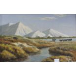 •CHINA CLAY ALPS, DARTMOOR Unsigned framed oil on board, 39 x 59cm and LEE MOOR ALPS, framed oil