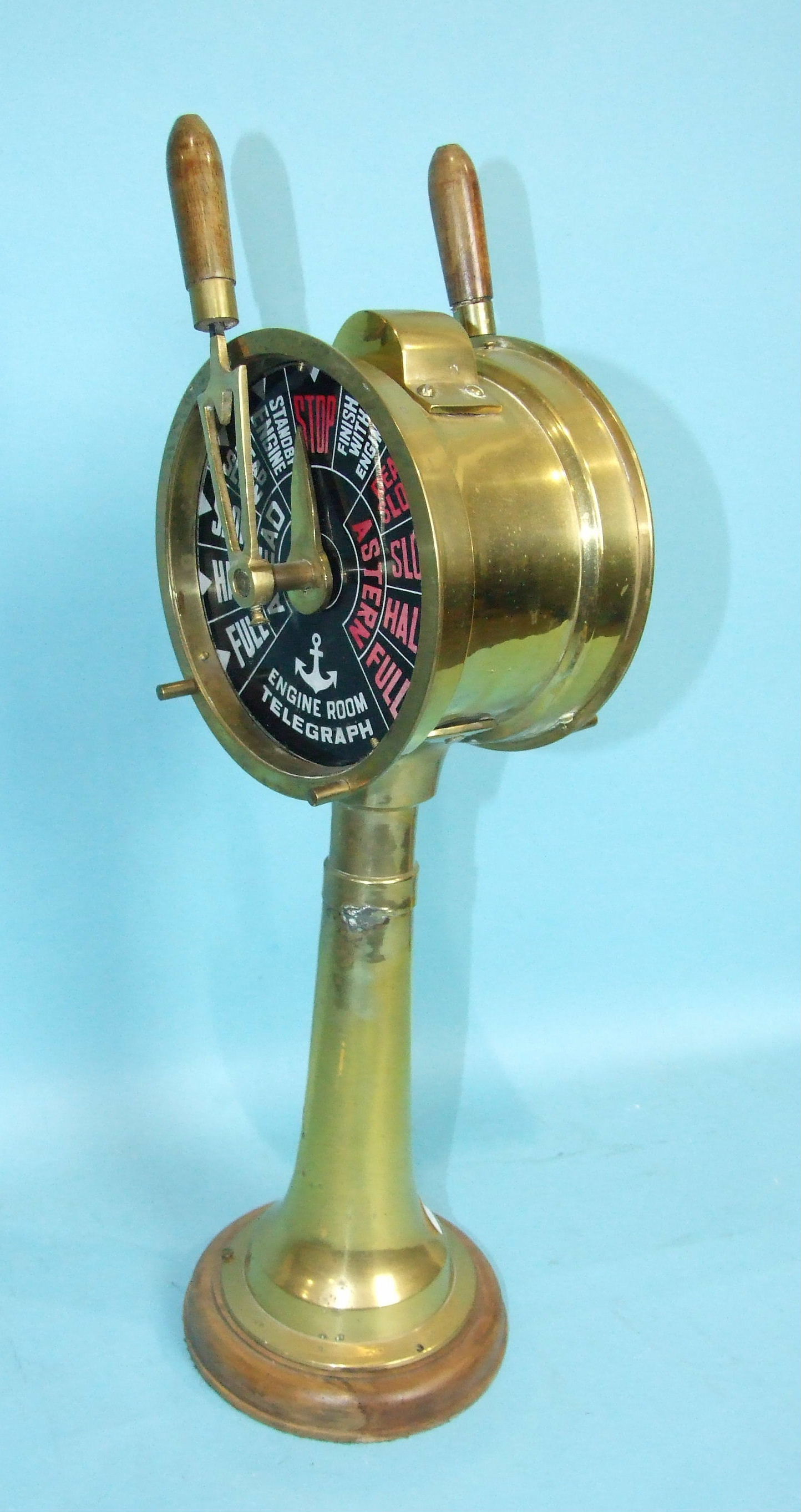 A brass ship's engine room telegraph, 55cm high. - Image 2 of 2