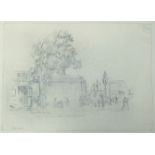 Edward Prust, 'Victoria Embankment of Westminster Bridge', signed pencil sketch, dated 1935, 16.8