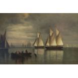 G........... Wilson (19th century) FISHING BOATS AND OTHER VESSELS IN THE EARLY MORNING Signed oil